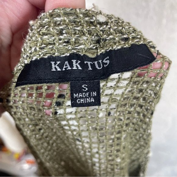 Kaktus open knit art to wear cardigan sweater green women’s small lagenlook - Picture 11 of 11